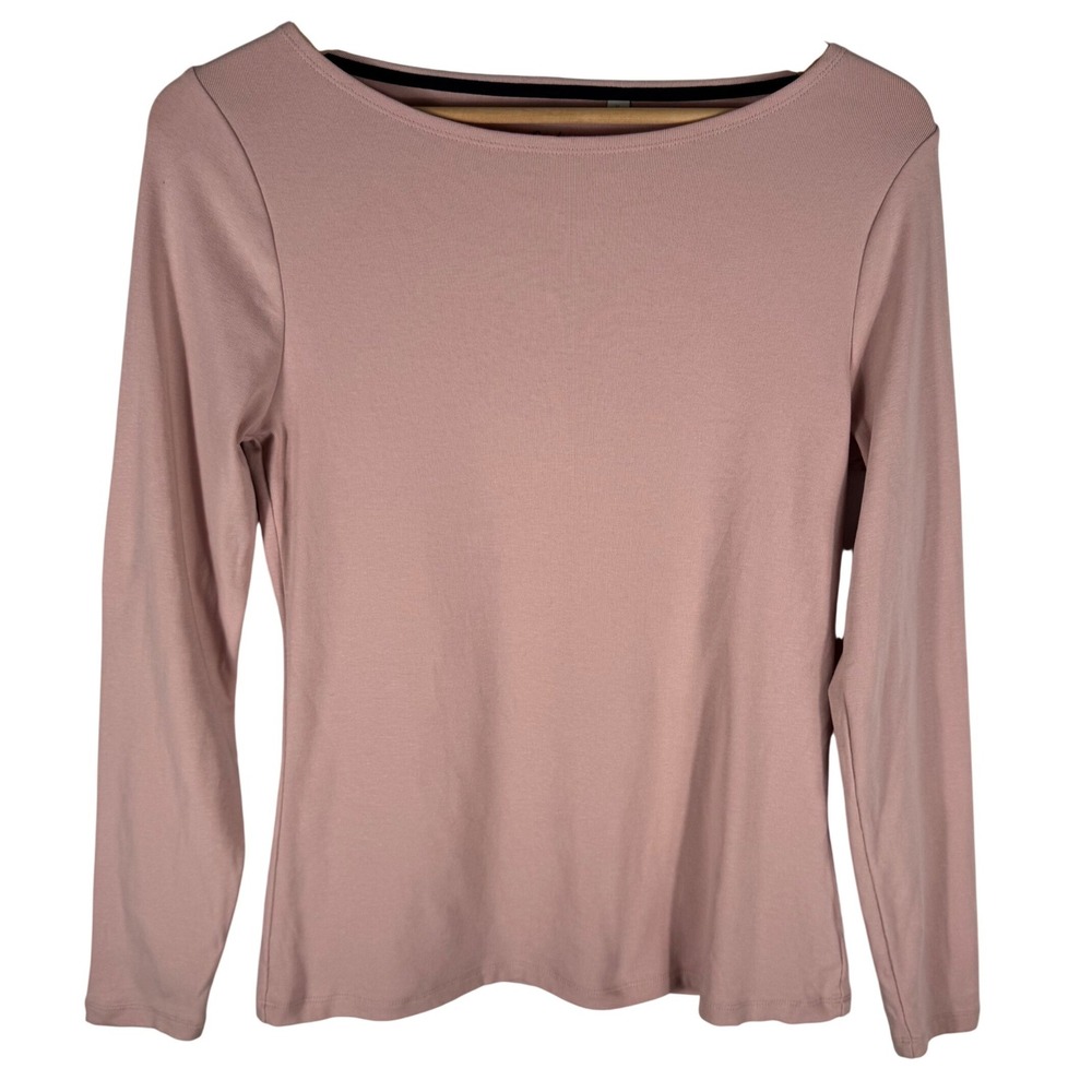 Boden Absolutely Essential Pink Boat Neck Long Sleeve Cotton Stretch Top Women M